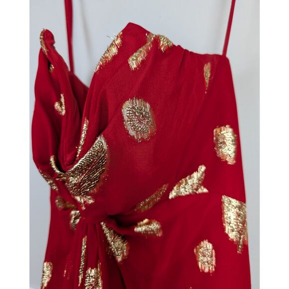 Vintage Victor Costa Strapless Dress Red/Gold 8 - Picture 3 of 12